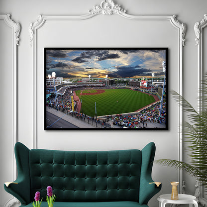 Fifth Third Field at Sunset, Stadium Canvas, Sport Art, Gift for him, Framed Art Print Wall Decor, Picture Framed