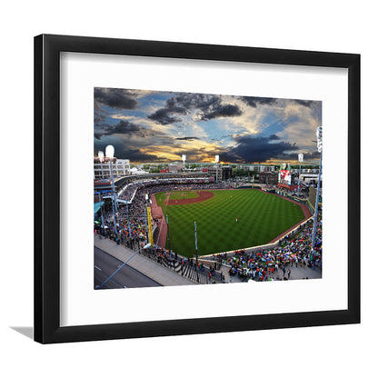 Fifth Third Field at Sunset, Stadium Canvas, Sport Art, Gift for him, White Border Framed Art Print Wall Decor
