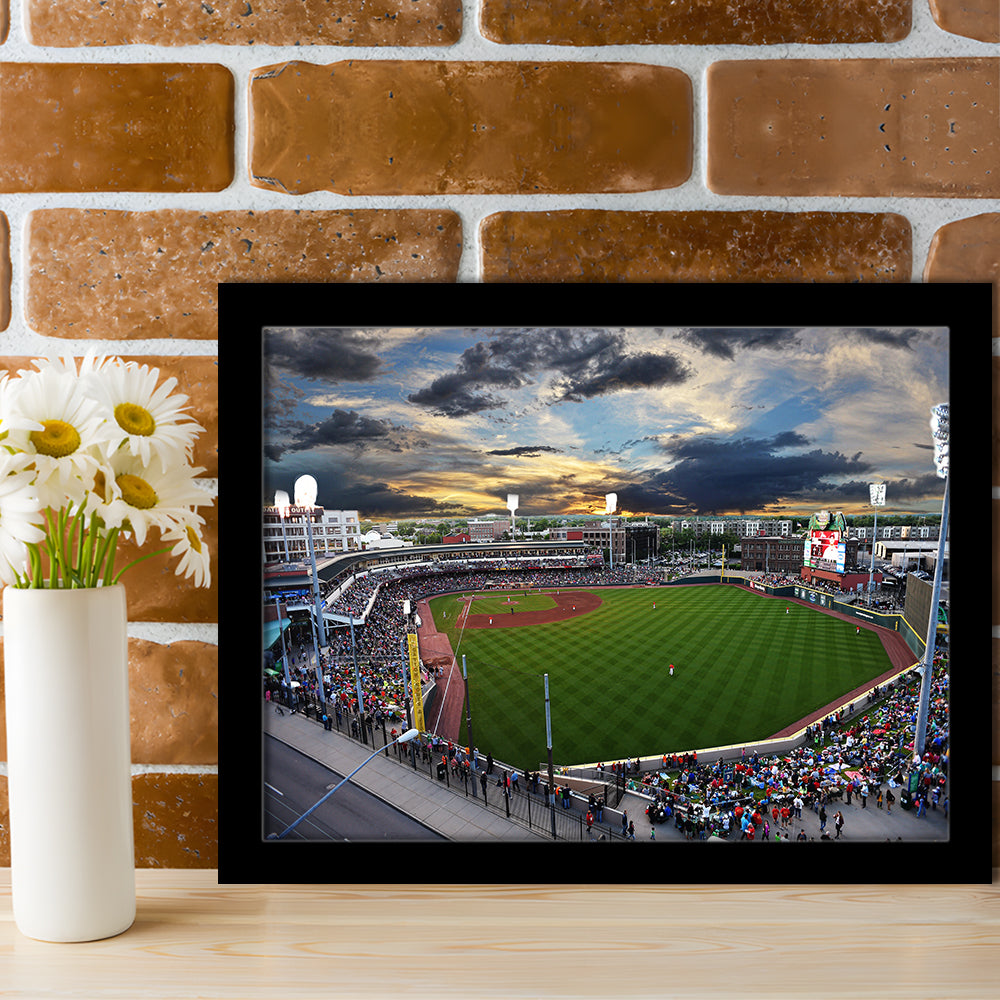 Fifth Third Field at Sunset, Stadium Canvas, Sport Art, Gift for him, Framed Art Print Wall Decor, Picture Framed