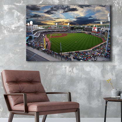Fifth Third Field at Sunset, Stadium Canvas, Sport Art, Gift for him, Man Cave Decor, Art Print, Canvas Print Wall Art