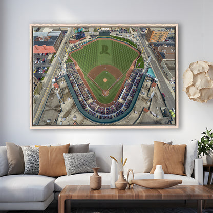 Fifth Third Field in Toledo Ohio, Stadium Canvas, Sport Art, Framed Canvas Print Wall Art, Floating Frame