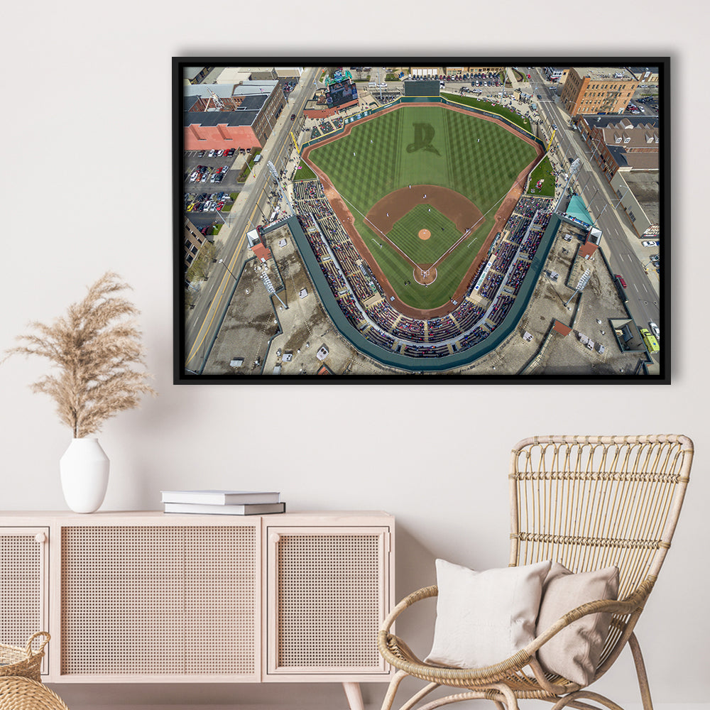 Fifth Third Field in Toledo Ohio, Stadium Canvas, Sport Art, Framed Canvas Print Wall Art, Floating Frame