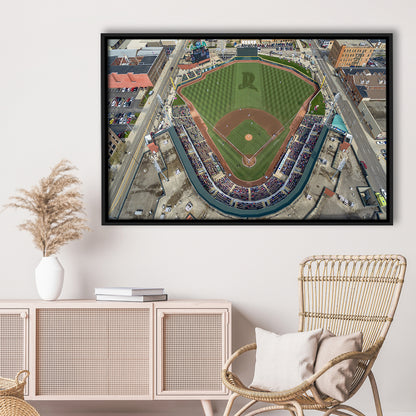 Fifth Third Field in Toledo Ohio, Stadium Canvas, Sport Art, Framed Canvas Print Wall Art, Floating Frame
