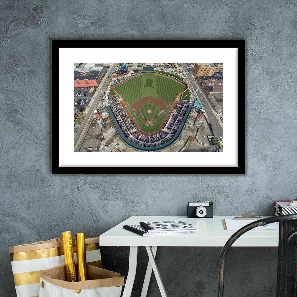 Fifth Third Field in Toledo Ohio, Stadium Canvas, Sport Art, Gift for him, White Border Framed Art Print Wall Decor