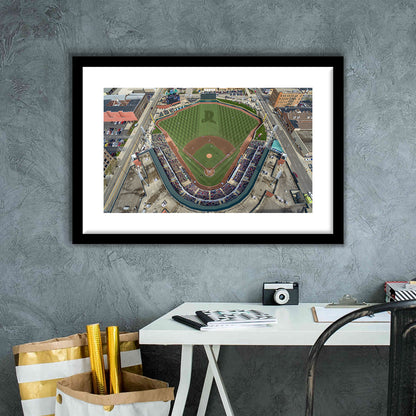 Fifth Third Field in Toledo Ohio, Stadium Canvas, Sport Art, Gift for him, White Border Framed Art Print Wall Decor