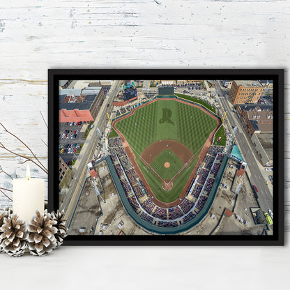 Fifth Third Field in Toledo Ohio, Stadium Canvas, Sport Art, Framed Canvas Print Wall Art, Floating Frame