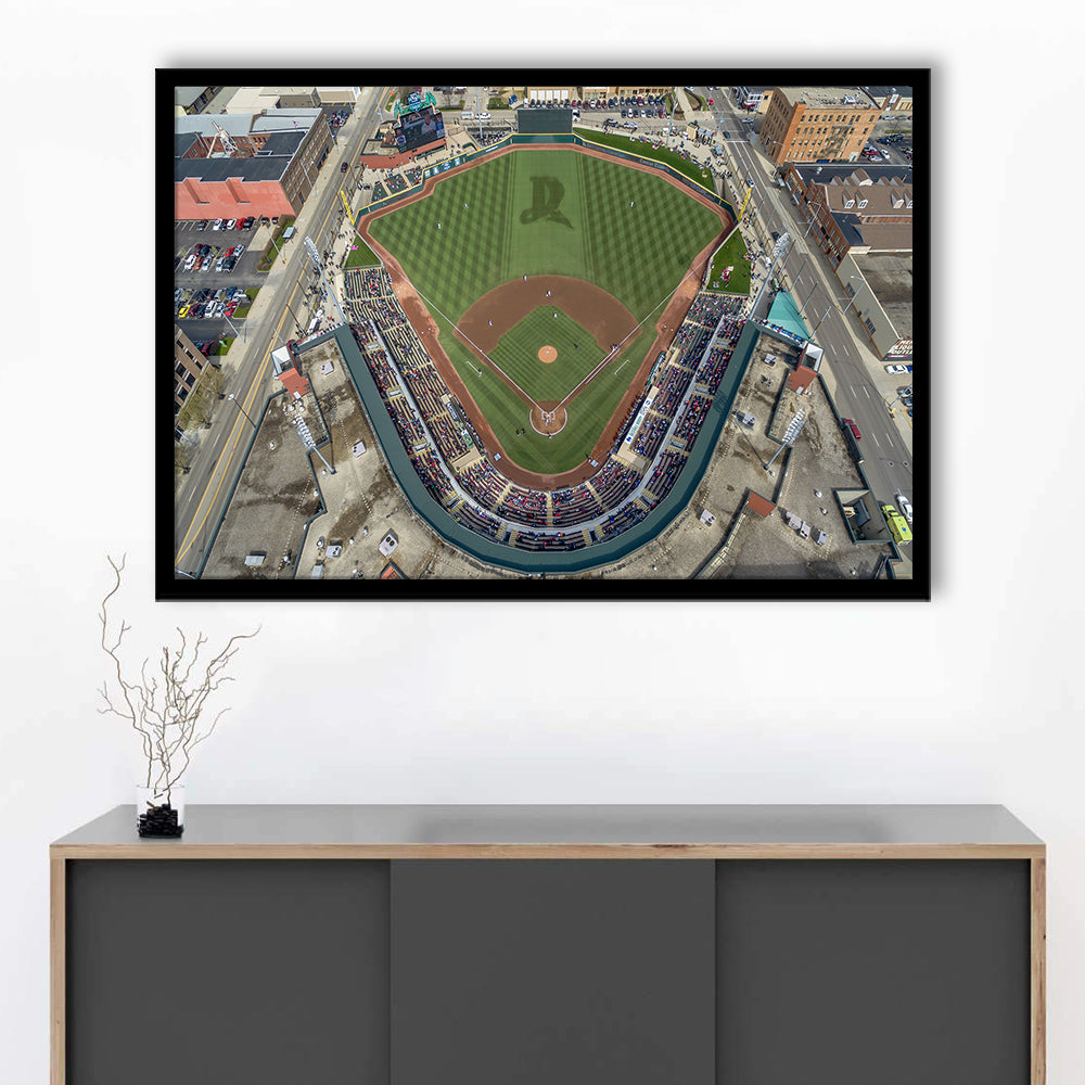 Fifth Third Field in Toledo Ohio, Stadium Canvas, Sport Art, Gift for him, Framed Art Print Wall Decor, Picture Framed