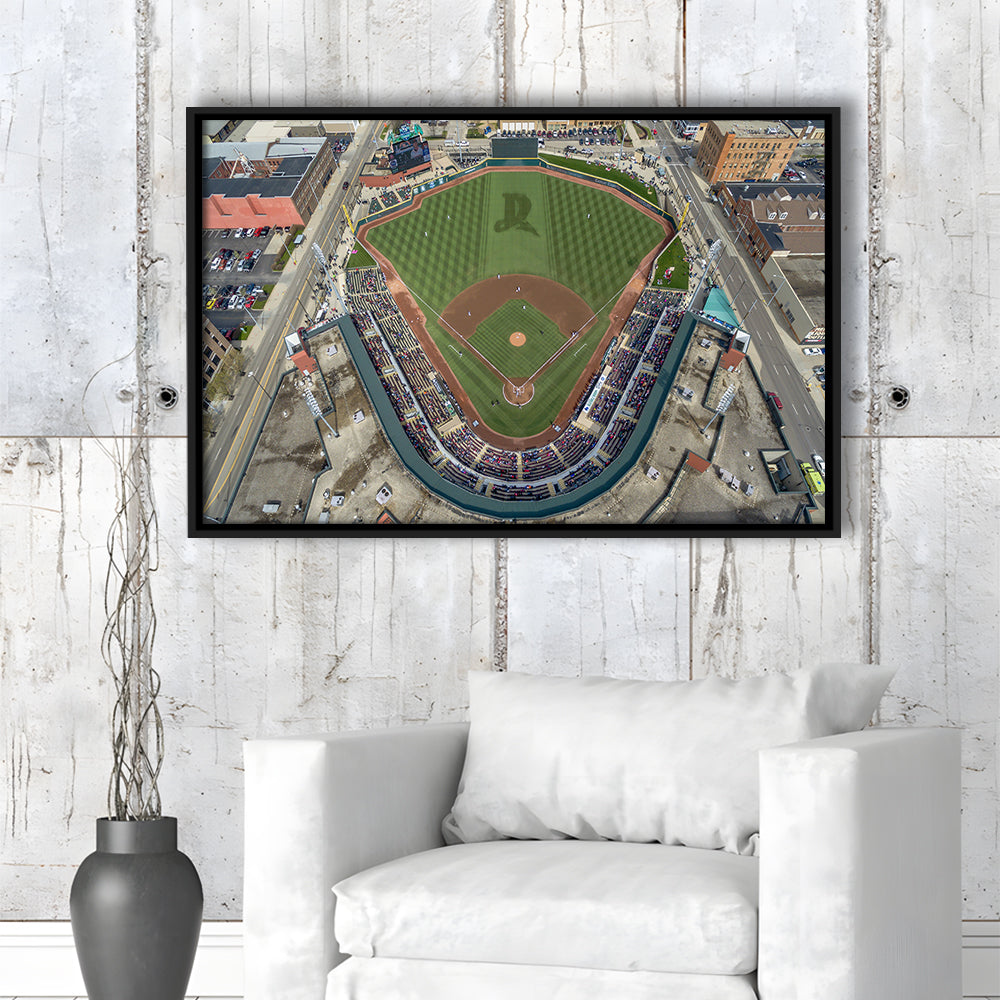 Fifth Third Field in Toledo Ohio, Stadium Canvas, Sport Art, Framed Canvas Print Wall Art, Floating Frame