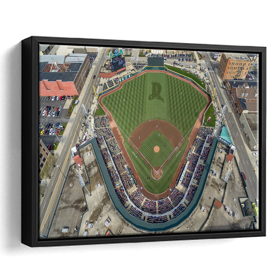 Fifth Third Field in Toledo Ohio, Stadium Canvas, Sport Art, Framed Canvas Print Wall Art, Floating Frame