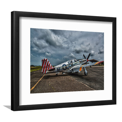 Fighter North American P 51 Bc Mustang Wall Art, Plane Wall Art Decor, Framed Art Print White Border