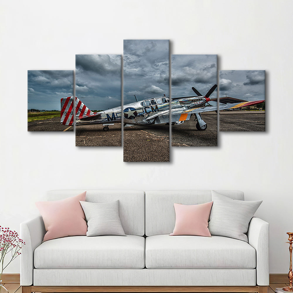 Fighter North American P 51 BC Mustang Wall Art, Mustang Wall Decor, Plane Wall Art, 5 Piece Large Cavas Print Wall Art
