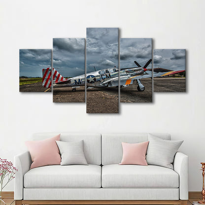 Fighter North American P 51 BC Mustang Wall Art, Mustang Wall Decor, Plane Wall Art, 5 Piece Large Cavas Print Wall Art