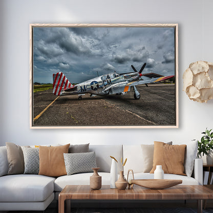 Fighter North American P 51 Bc Mustang Wall Art, Plane Wall Art Decor, Framed Cavas Print, Floating Frame