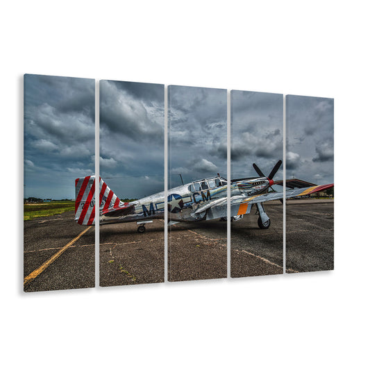 Fighter North American P 51 BC Mustang Wall Art, Plane Wall Art, 5 Piece B Extra Large Cavas Print Wall Art Decor