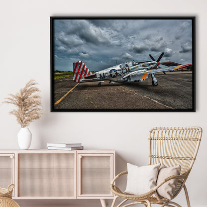 Fighter North American P 51 Bc Mustang Wall Art, Plane Wall Art Decor, Framed Cavas Print, Floating Frame