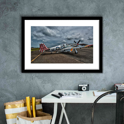 Fighter North American P 51 Bc Mustang Wall Art, Plane Wall Art Decor, Framed Art Print White Border