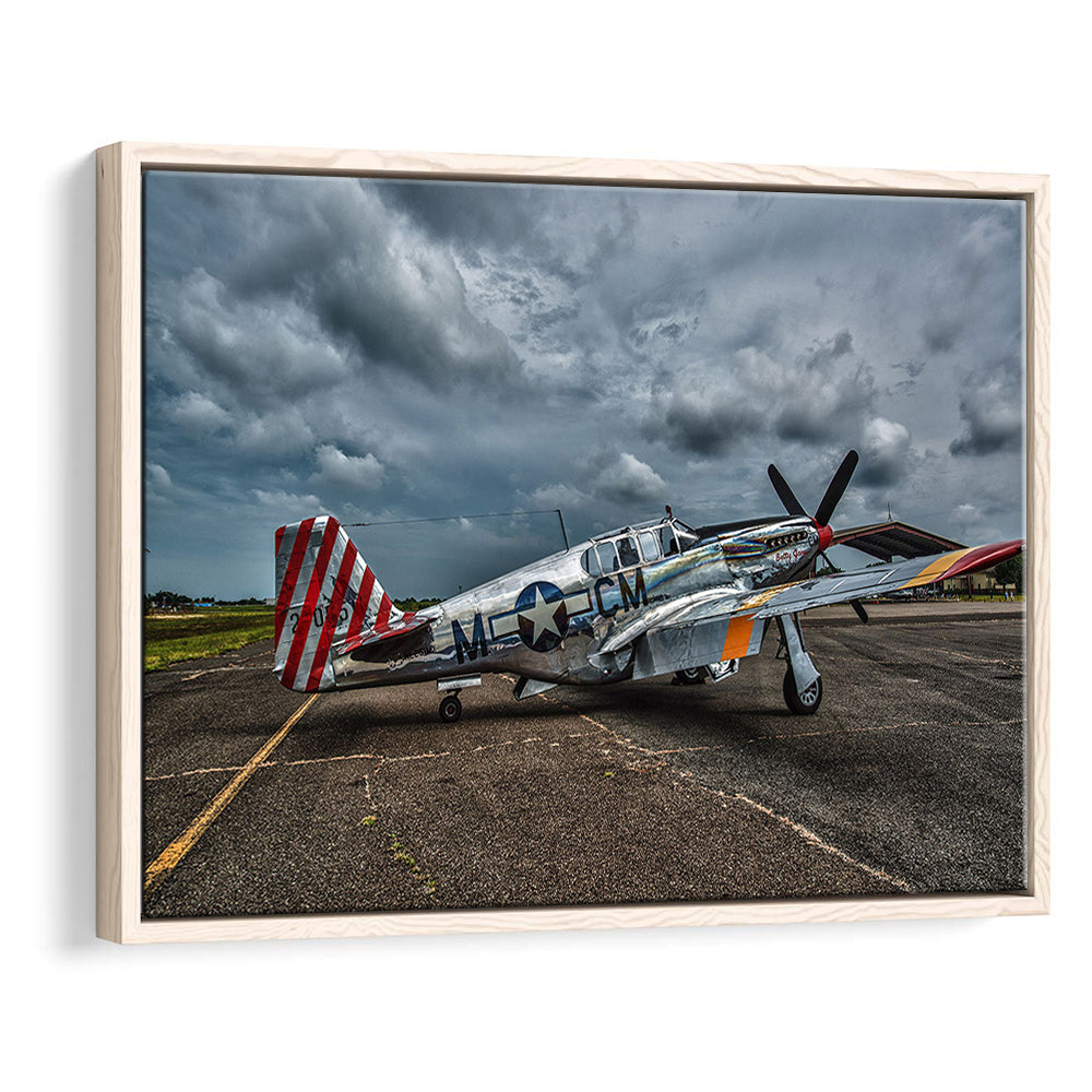 Fighter North American P 51 Bc Mustang Wall Art, Plane Wall Art Decor, Framed Cavas Print, Floating Frame