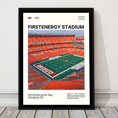 FirstEnergy Stadium Print, Cleveland Browns Stadium Canvas Art, Man Cave Gift, Floating Framed Canvas Print Wall Art