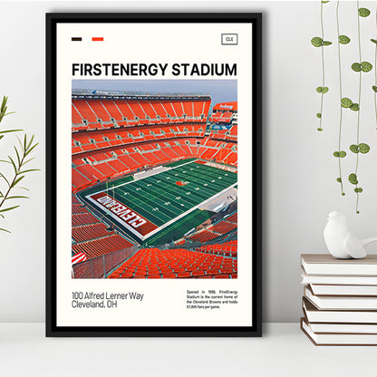 FirstEnergy Stadium Print, Cleveland Browns Stadium Canvas Art, Man Cave Gift, Floating Framed Canvas Print Wall Art