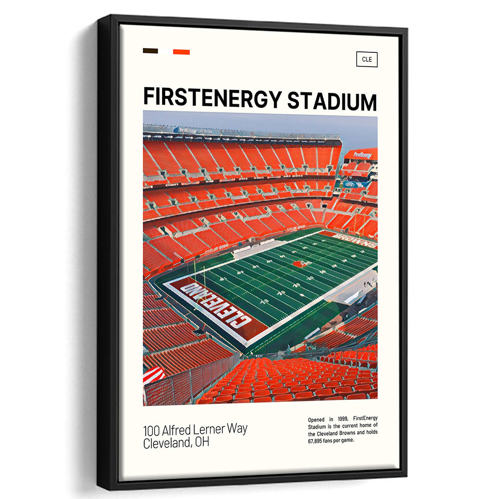 FirstEnergy Stadium Print, Cleveland Browns Stadium Canvas Art, Man Cave Gift, Floating Framed Canvas Print Wall Art