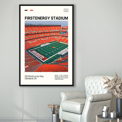 FirstEnergy Stadium Print, Cleveland Browns Stadium Canvas Art, Man Cave Gift, Floating Framed Canvas Print Wall Art