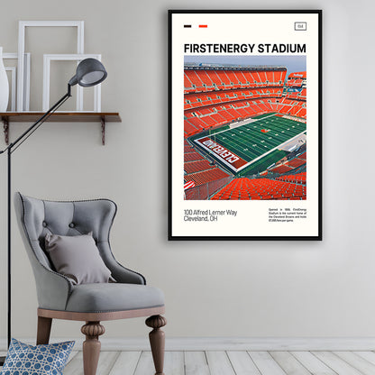 FirstEnergy Stadium Print, Cleveland Browns Stadium Canvas Art, Man Cave Gift, Floating Framed Canvas Print Wall Art
