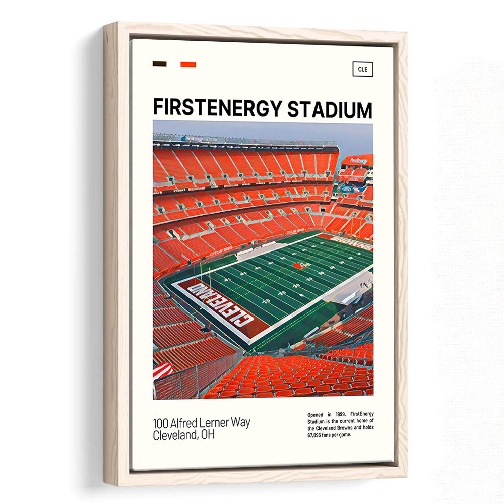 FirstEnergy Stadium Print, Cleveland Browns Stadium Canvas Art, Man Cave Gift, Floating Framed Canvas Print Wall Art
