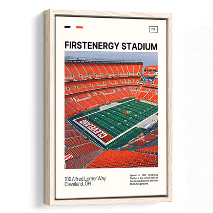 FirstEnergy Stadium Print, Cleveland Browns Stadium Canvas Art, Man Cave Gift, Floating Framed Canvas Print Wall Art