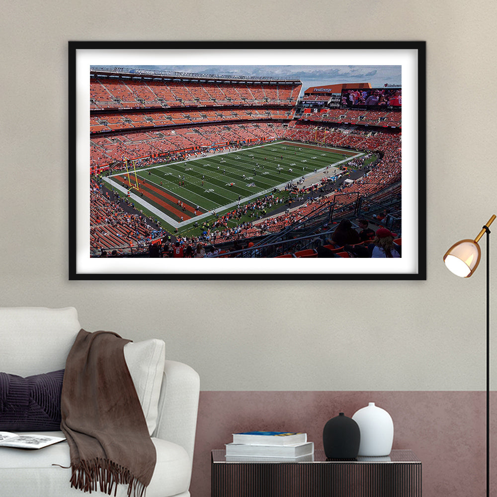 First Energy Stadium, Stadium Canvas, Sport Art, Gift for him, White Border Framed Art Print Wall Decor