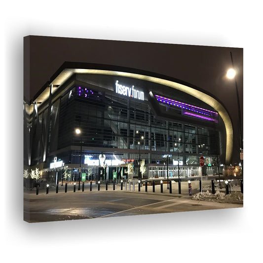 Fiserv Forum Arena at Night, Stadium Canvas, Sport Art, Gift for him, Man Cave Decor, Art Print, Canvas Print Wall Art
