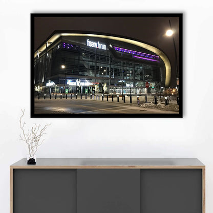 Fiserv Forum Arena at Night, Stadium Canvas, Sport Art, Gift for him, Framed Art Print Wall Decor, Picture Framed