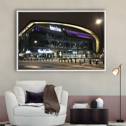 Fiserv Forum Arena at Night, Stadium Canvas, Sport Art, Framed Canvas Print Wall Art, Floating Frame