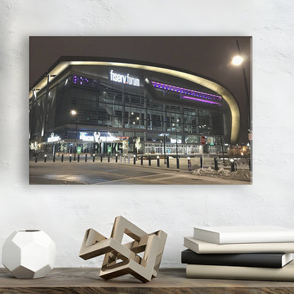 Fiserv Forum Arena at Night, Stadium Canvas, Sport Art, Gift for him, Man Cave Decor, Art Print, Canvas Print Wall Art
