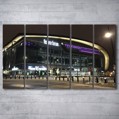 Fiserv Forum Arena at Night, Stadium Canvas, Sport Art, 5 Panel B, Extra Large Canvas, Canvas Print Wall Art