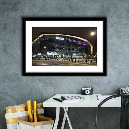 Fiserv Forum Arena at Night, Stadium Canvas, Sport Art, Gift for him, White Border Framed Art Print Wall Decor