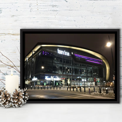 Fiserv Forum Arena at Night, Stadium Canvas, Sport Art, Framed Canvas Print Wall Art, Floating Frame