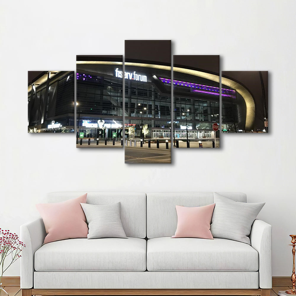 Fiserv Forum Arena at Night, Stadium Canvas, Sport Art, Gift for him, 5 Panel, Large Canvas, Canvas Print Wall Art