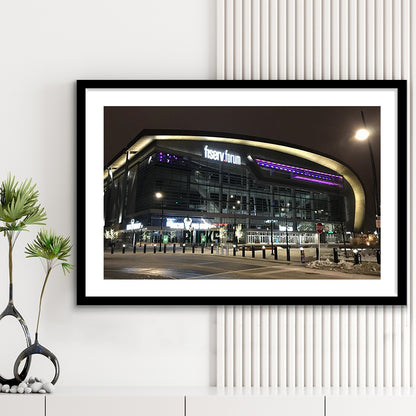 Fiserv Forum Arena at Night, Stadium Canvas, Sport Art, Gift for him, White Border Framed Art Print Wall Decor