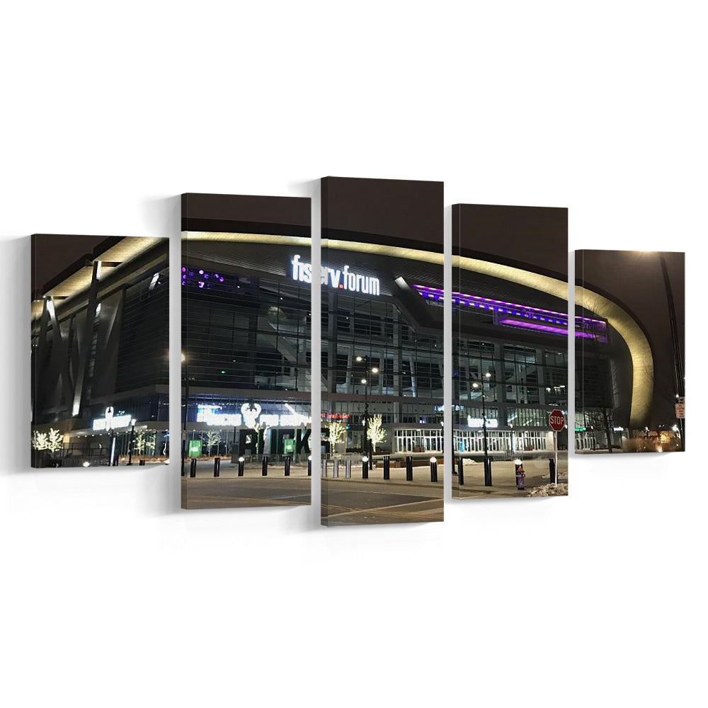 Fiserv Forum Arena at Night, Stadium Canvas, Sport Art, Gift for him, 5 Panel, Large Canvas, Canvas Print Wall Art