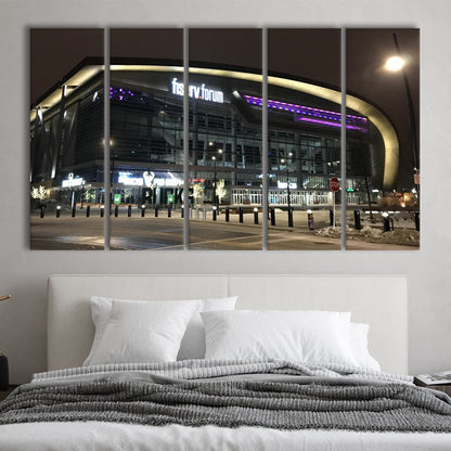 Fiserv Forum Arena at Night, Stadium Canvas, Sport Art, 5 Panel B, Extra Large Canvas, Canvas Print Wall Art