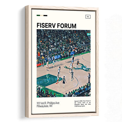 Fiserv Forum Print, Milwaukee Bucks Stadium Canvas Art, Man Cave Gift, Floating Framed Canvas Print Wall Art