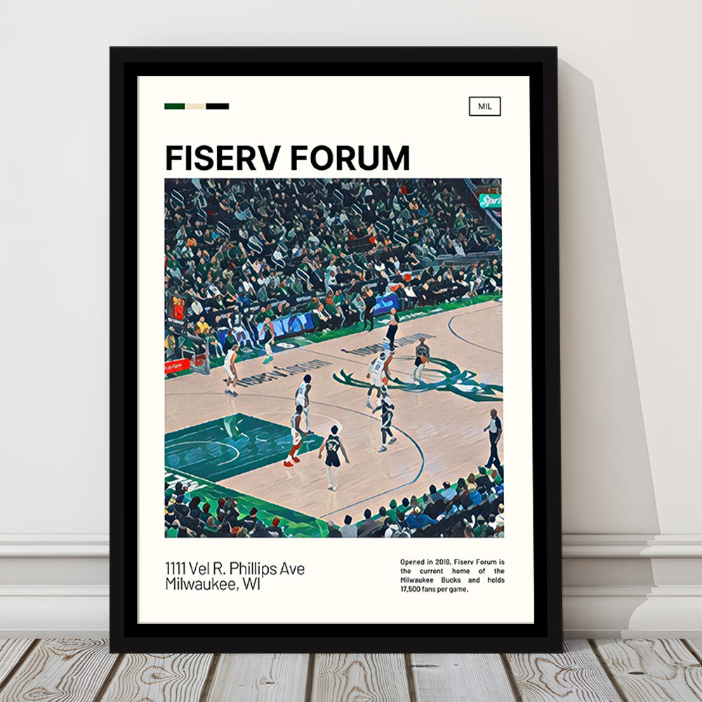 Fiserv Forum Print, Milwaukee Bucks Stadium Canvas Art, Man Cave Gift, Floating Framed Canvas Print Wall Art