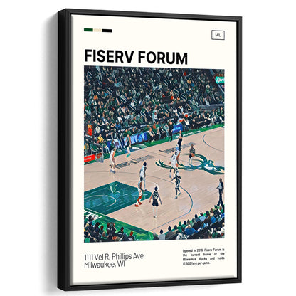 Fiserv Forum Print, Milwaukee Bucks Stadium Canvas Art, Man Cave Gift, Floating Framed Canvas Print Wall Art