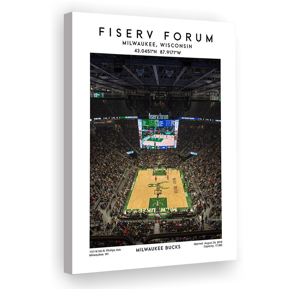 Fiserv Forum, Milwaukee Bucks Basketball Arena Wall Art Print, Sport Art Print, Canvas Prints Wall Art, Man Cave Decor