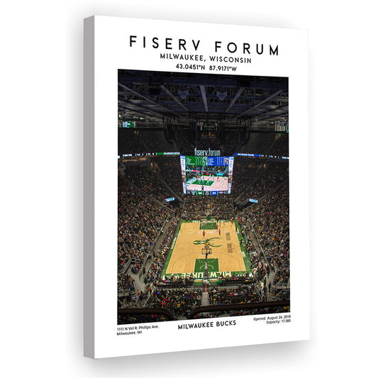 Fiserv Forum, Milwaukee Bucks Basketball Arena Wall Art Print, Sport Art Print, Canvas Prints Wall Art, Man Cave Decor