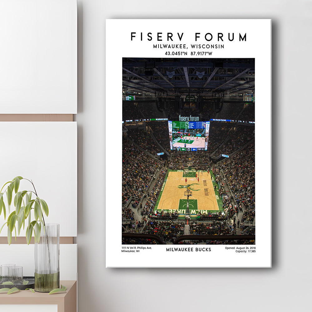 Fiserv Forum, Milwaukee Bucks Basketball Arena Wall Art Print, Sport Art Print, Canvas Prints Wall Art, Man Cave Decor