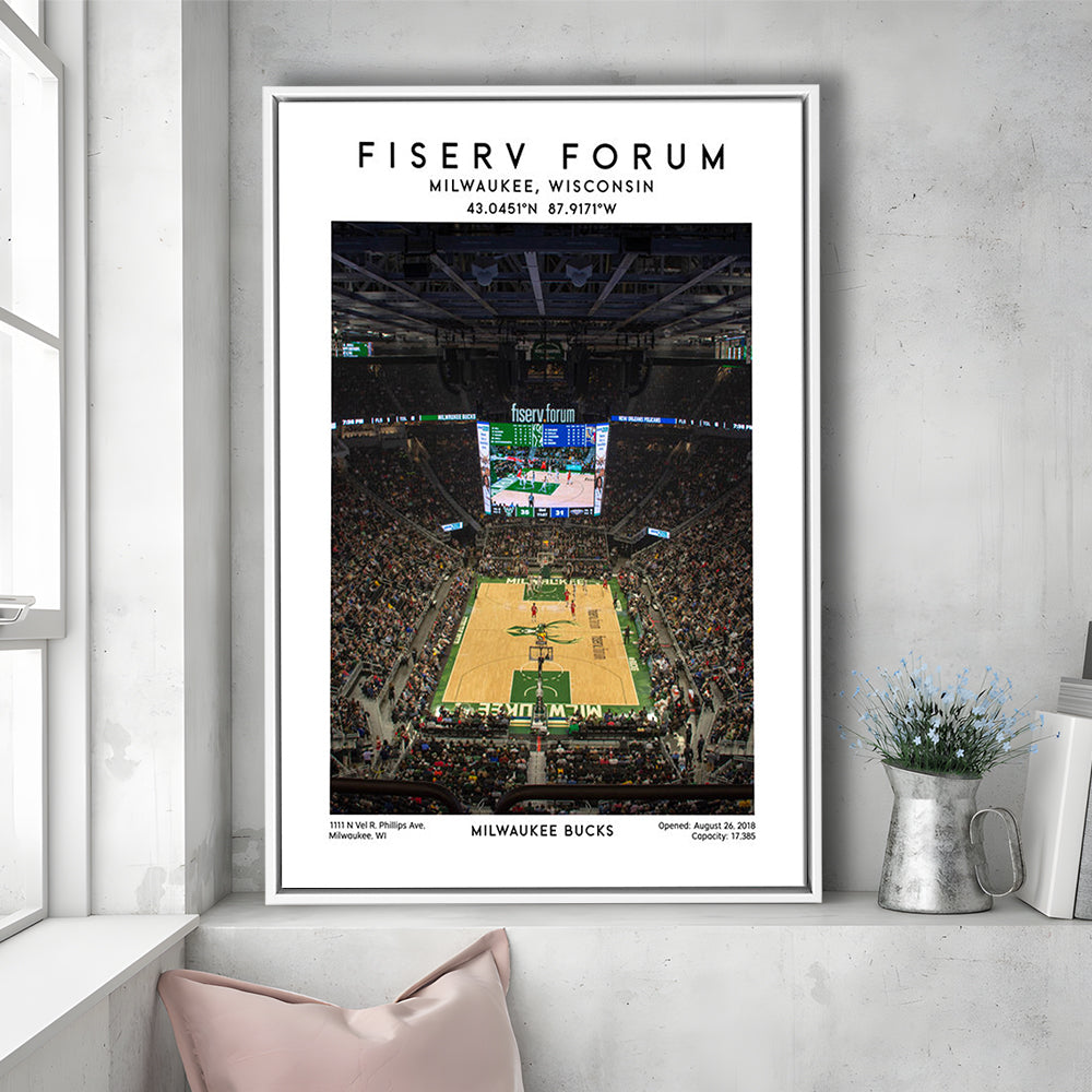 Fiserv Forum, Milwaukee Bucks Basketball Arena Wall Art Print, Sport Art Print, Framed Canvas Prints Wall Art