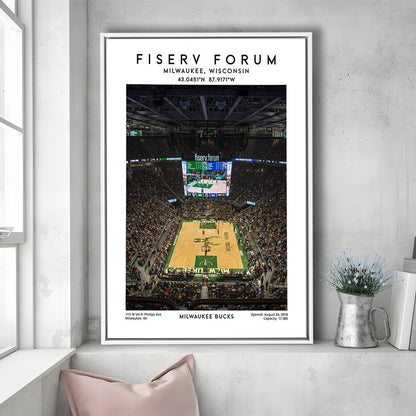 Fiserv Forum, Milwaukee Bucks Basketball Arena Wall Art Print, Sport Art Print, Framed Canvas Prints Wall Art
