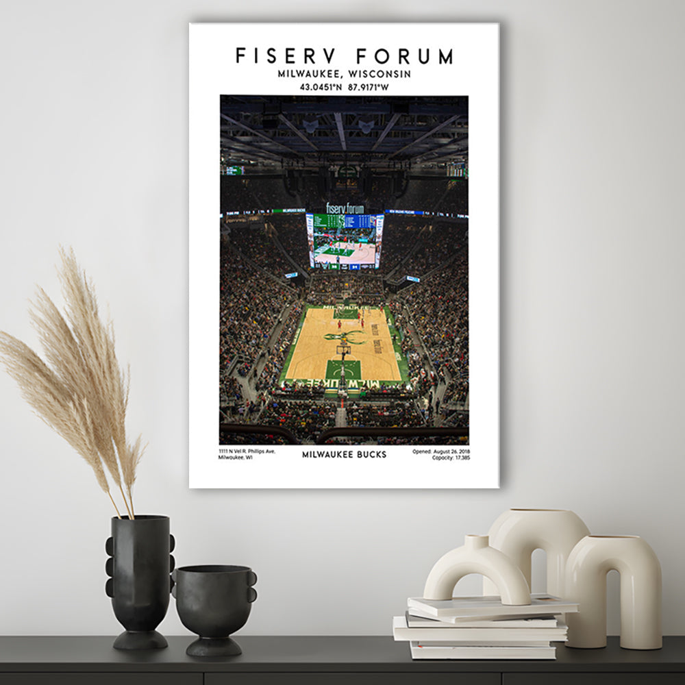 Fiserv Forum, Milwaukee Bucks Basketball Arena Wall Art Print, Sport Art Print, Canvas Prints Wall Art, Man Cave Decor