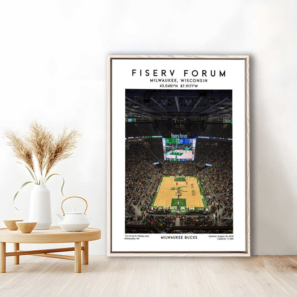 Fiserv Forum, Milwaukee Bucks Basketball Arena Wall Art Print, Sport Art Print, Framed Canvas Prints Wall Art